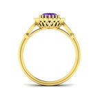 9ct Yellow Gold Oval Amethyst and Diamond Ring 2
