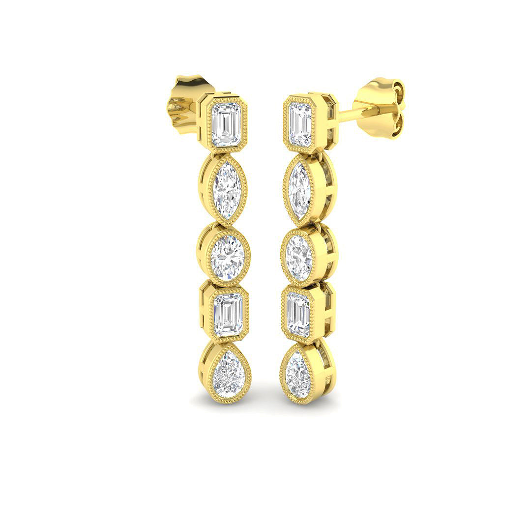 9ct Yellow Gold Emerald Cut and Marquise and Oval and Pear Lab Grown Diamond Earrings 1