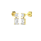 9ct Yellow Gold Emerald Cut Lab Grown Diamond Earrings 1