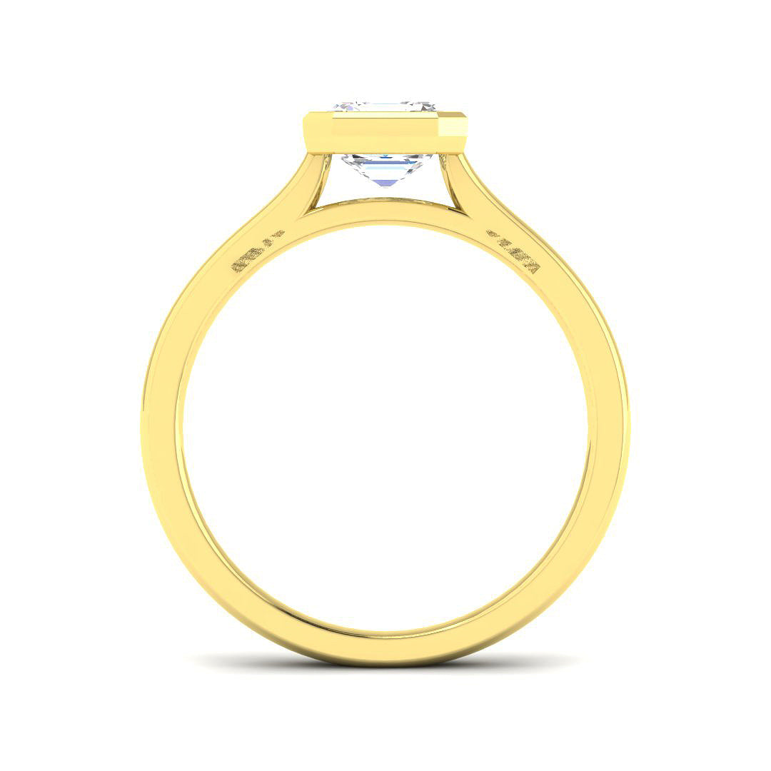 9ct Yellow Gold Asscher Cut Lab Grown Diamond Ring 2