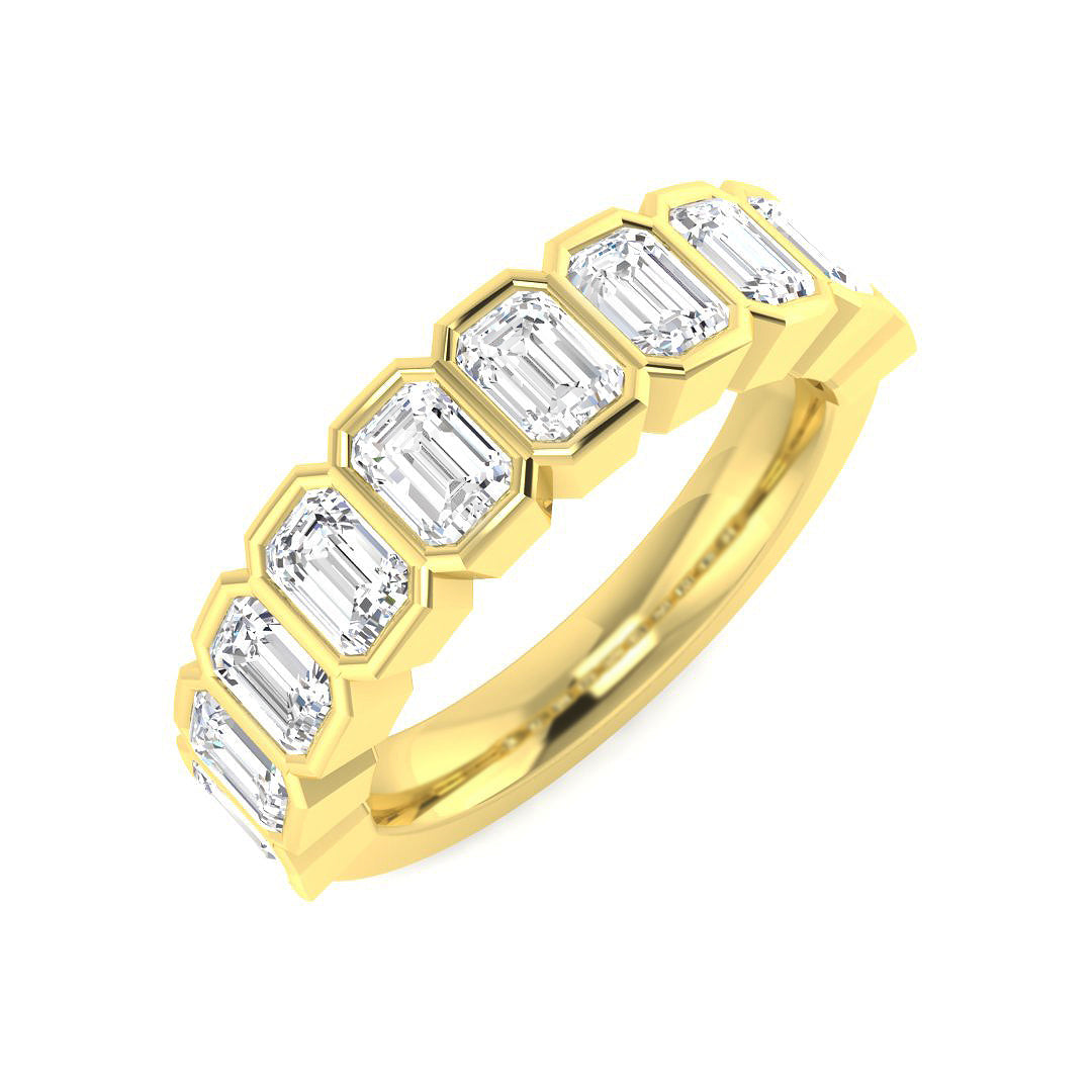 9ct Yellow Gold Emerald Cut Lab Grown Diamond Ring 1
