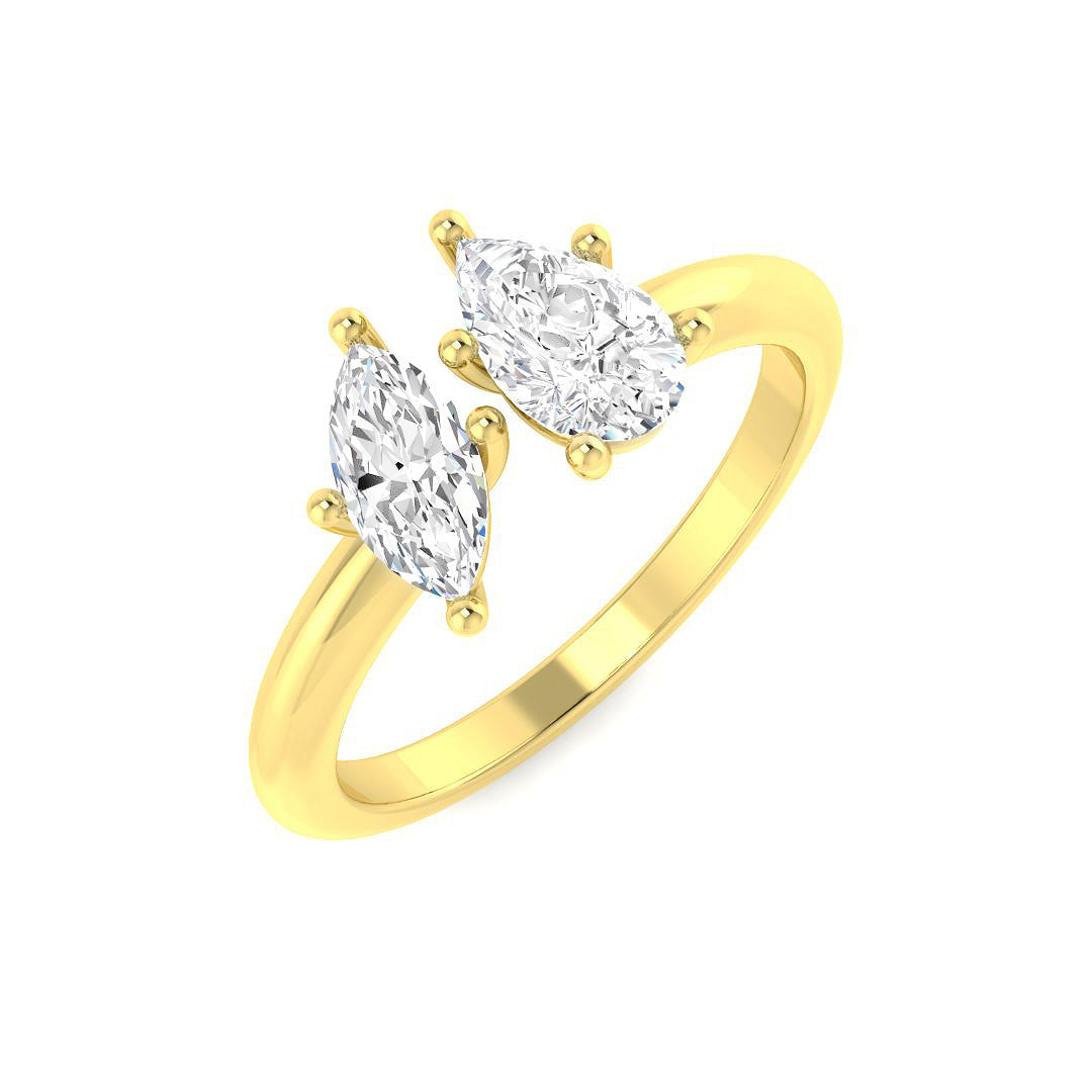 18ct Yellow Gold Marquise and Pear Lab Grown Diamond Ring 1
