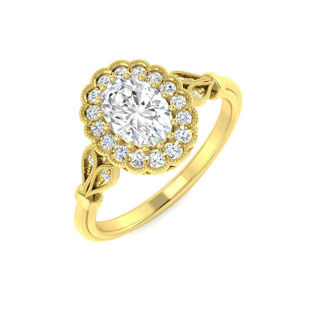 9ct Yellow Gold Oval Lab Grown Diamond Ring 1