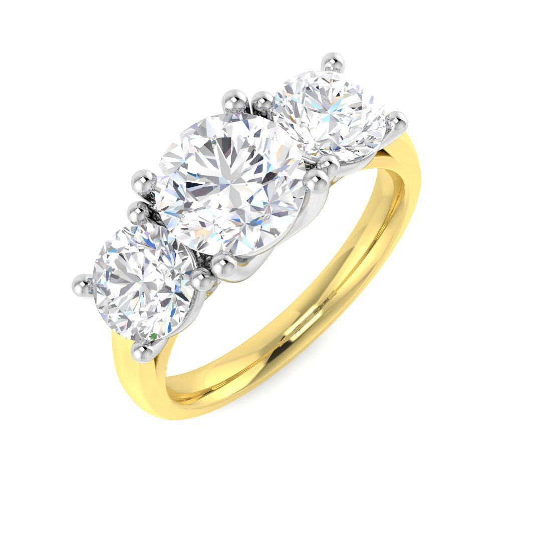 18ct Two Tone Round Lab Grown Diamond Ring 1