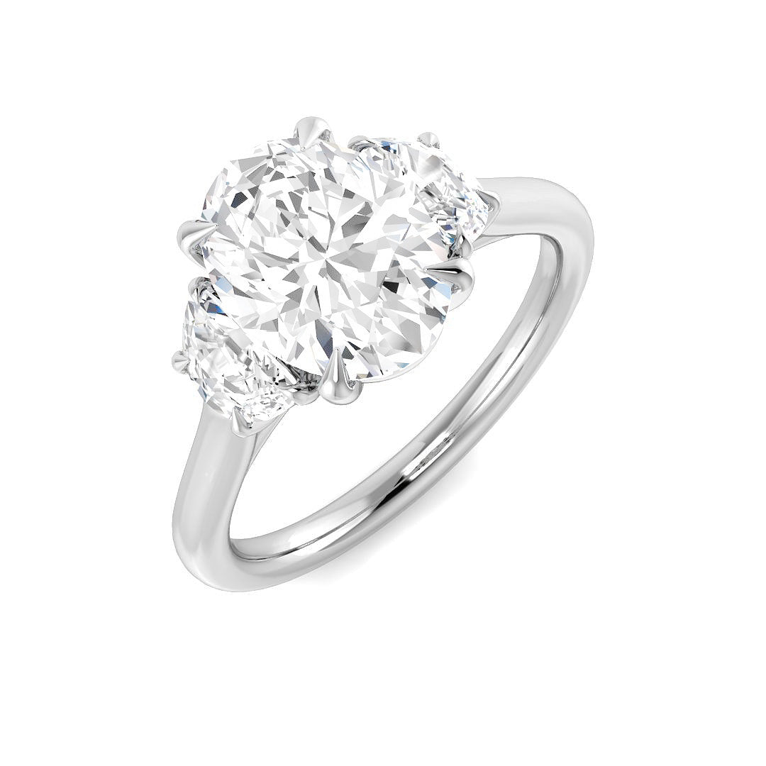 9ct White Gold MoonCut and Oval Lab Grown Diamond Ring 1