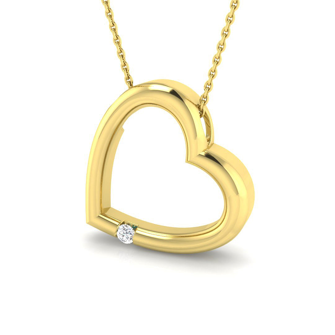 9ct Yellow Gold Round Lab Grown Diamond Pendant 1