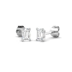 9ct White Gold Emerald Cut Lab Grown Diamond Earrings 1