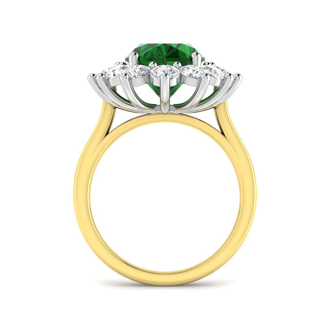 9ct Two Tone Oval Emerald and Diamond Ring 2