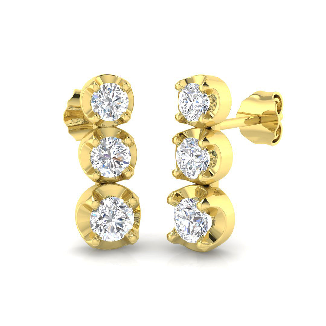 9ct Yellow Gold Round Lab Grown Diamond Earrings 1