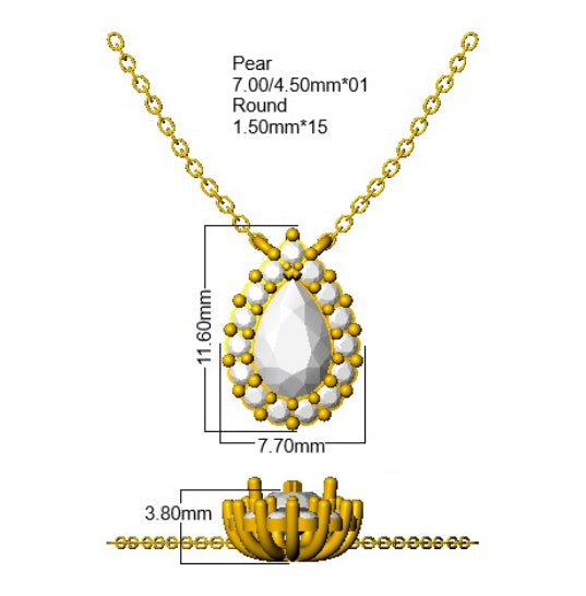 9ct Yellow Gold Pear Lab Grown Diamond Necklace 2
