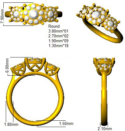 9ct Two Tone Round Lab Grown Diamond Ring 3