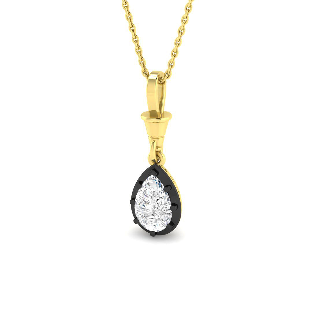 9ct Yellow Gold Pear Lab Grown Diamond Pendant 1