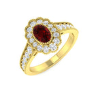 9ct Yellow Gold Oval Ruby and Diamond Ring 1
