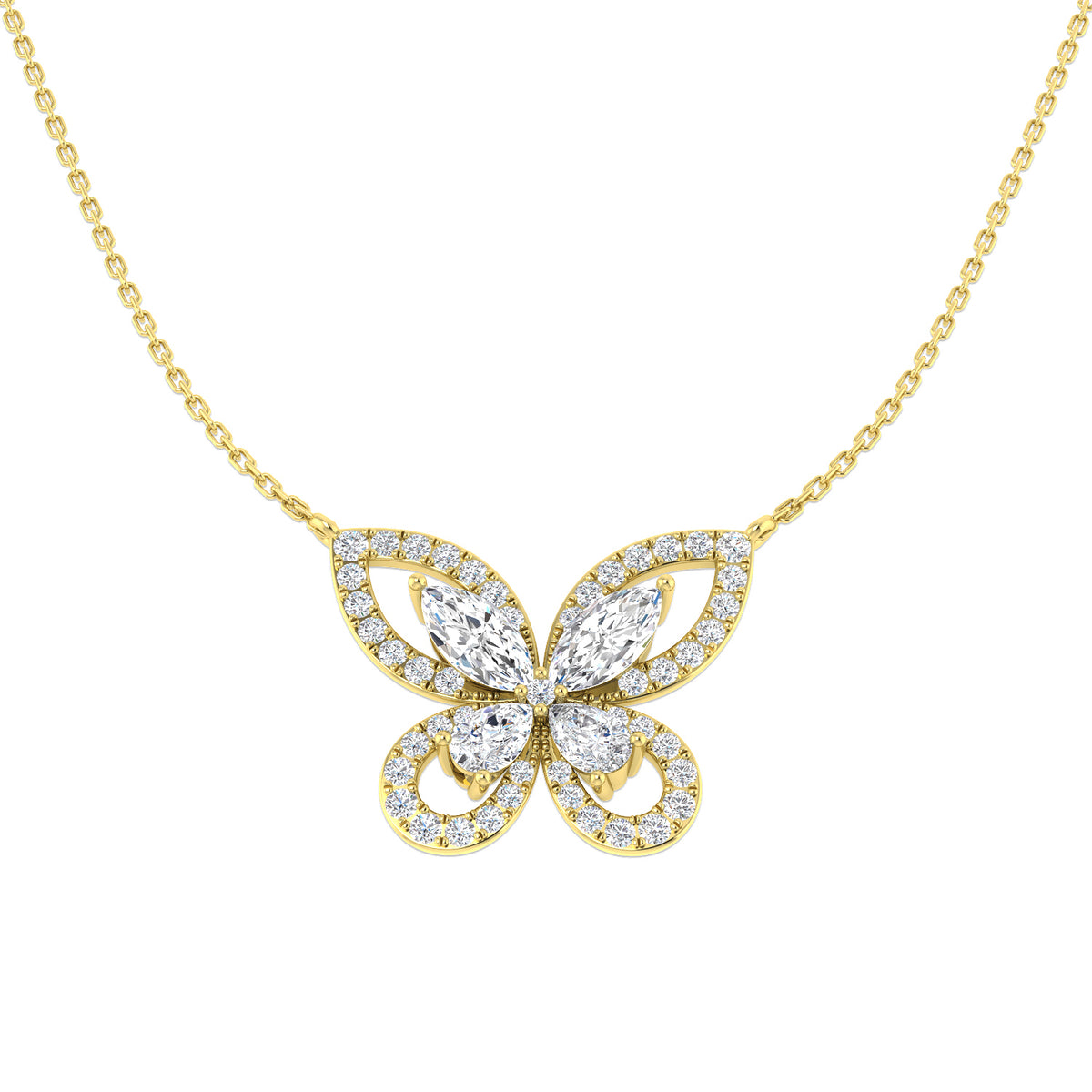 9ct Yellow Gold Marquise and Pear Lab Grown Diamond Necklace 1