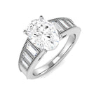 9ct White Gold Baguette and Oval Lab Grown Diamond Ring 1