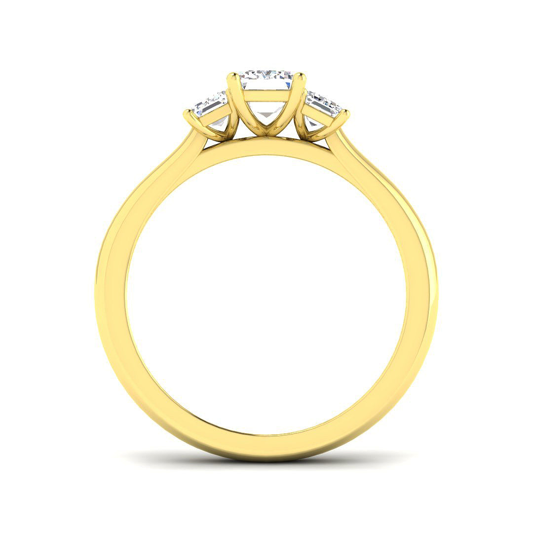 9ct Yellow Gold Emerald Cut Lab Grown Diamond Ring 2