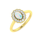 9ct Yellow Gold Oval Opal and Diamond Ring 1