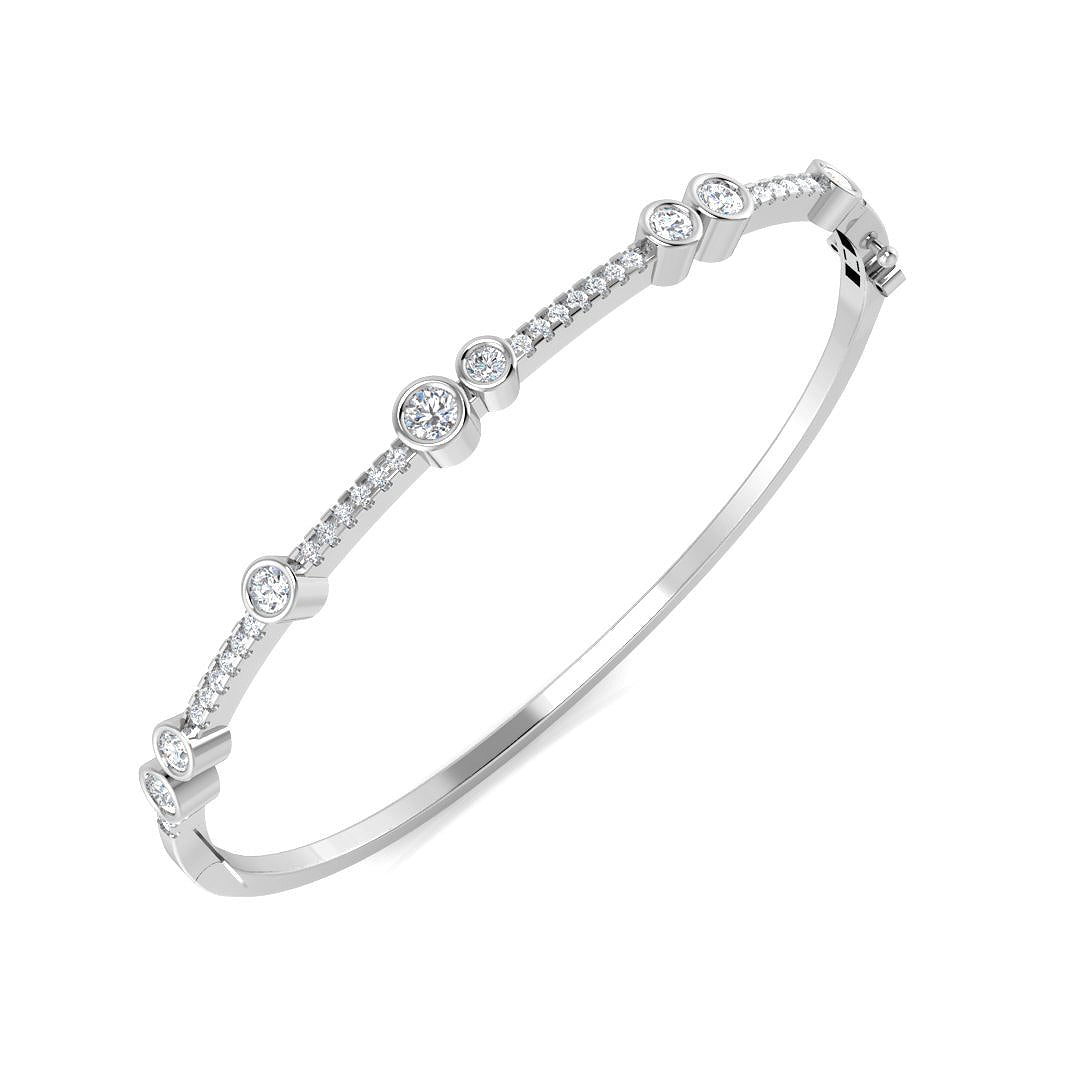 9ct White Gold Round Lab Grown Diamond Bangle 1