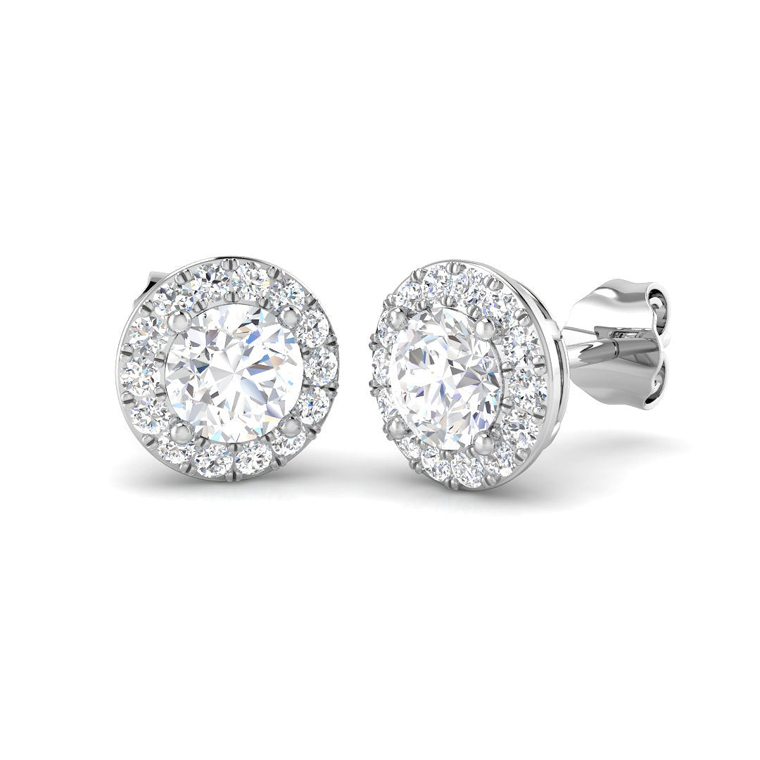 9ct White Gold Round Lab Grown Diamond Earrings 1