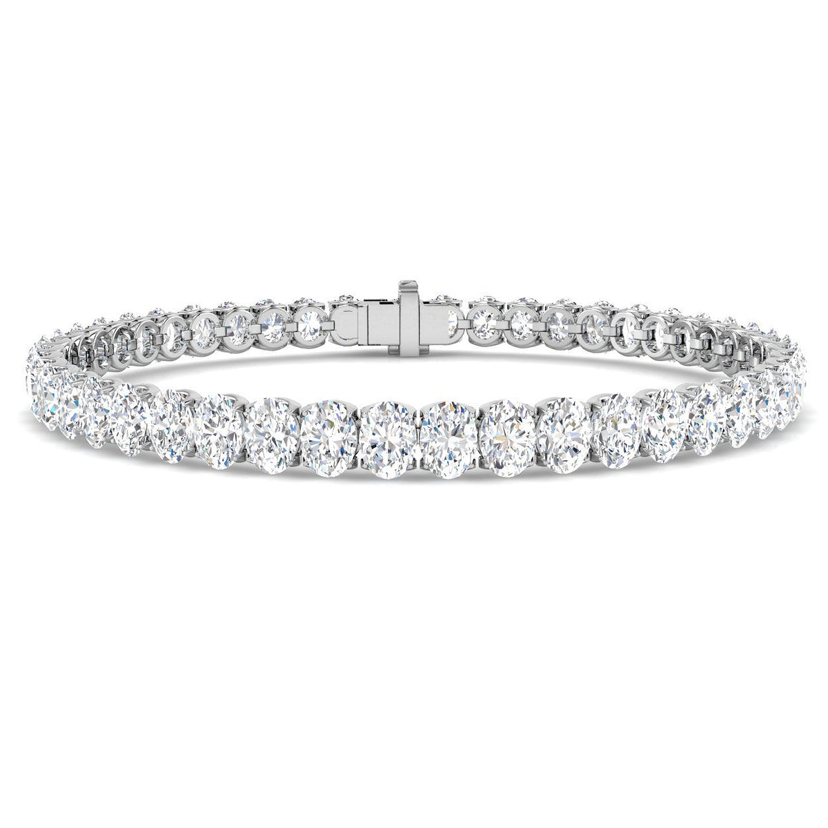 9ct White Gold Oval Lab Grown Diamond Bracelet 1
