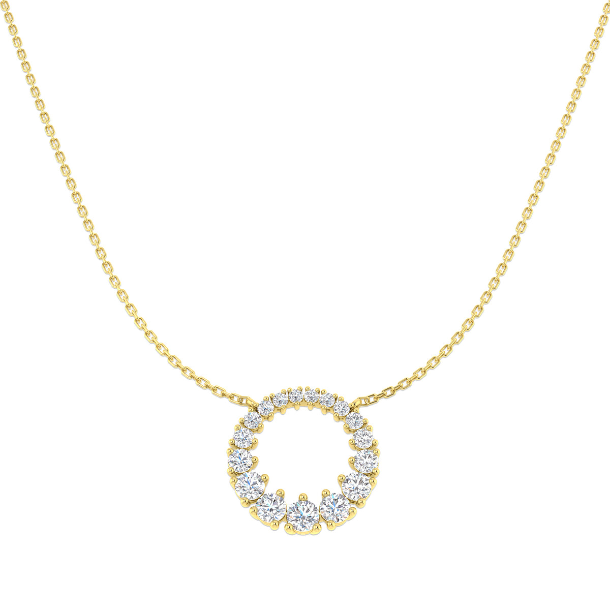 9ct Yellow Gold Round Lab Grown Diamond Necklace 1