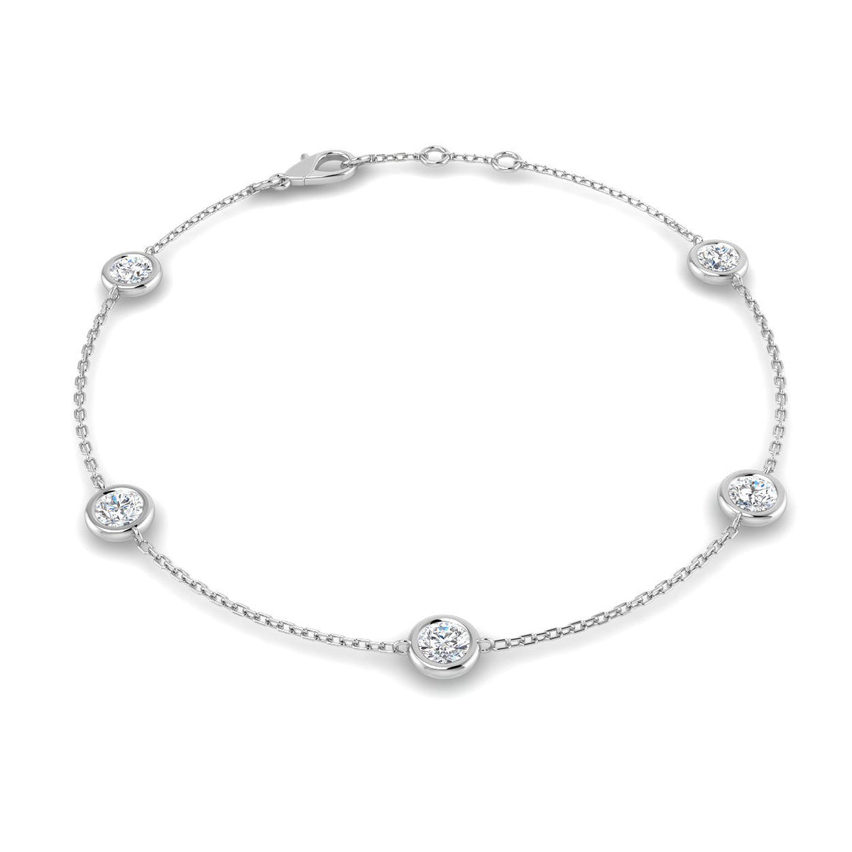 9ct White Gold Round Lab Grown Diamond Bracelet 1