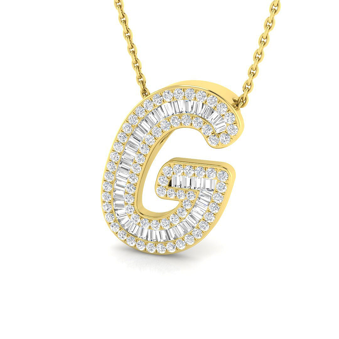9ct Yellow Gold Baguette Lab Grown Diamond Pendant 1