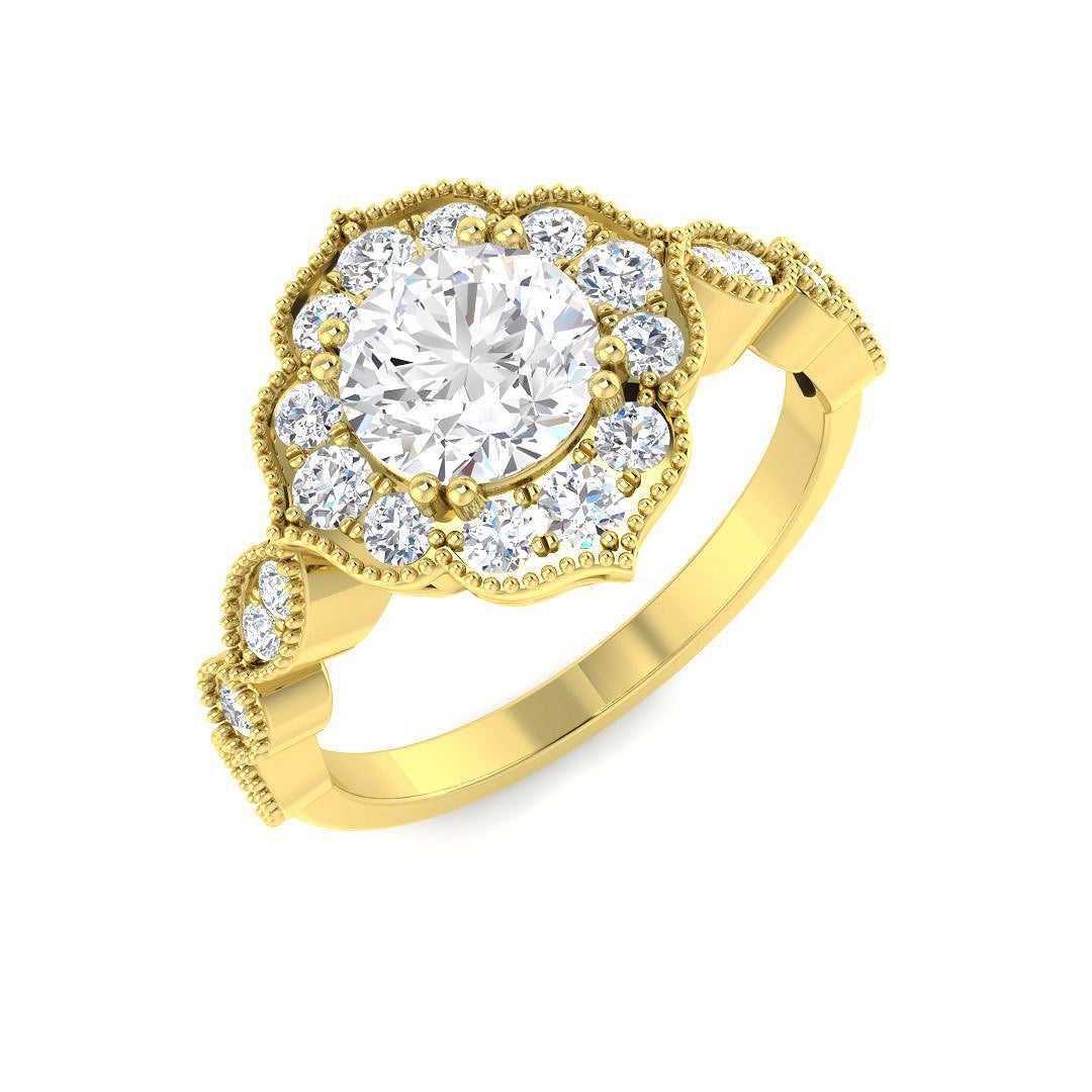 9ct Yellow Gold Round Cvd Old Cut Ring 1