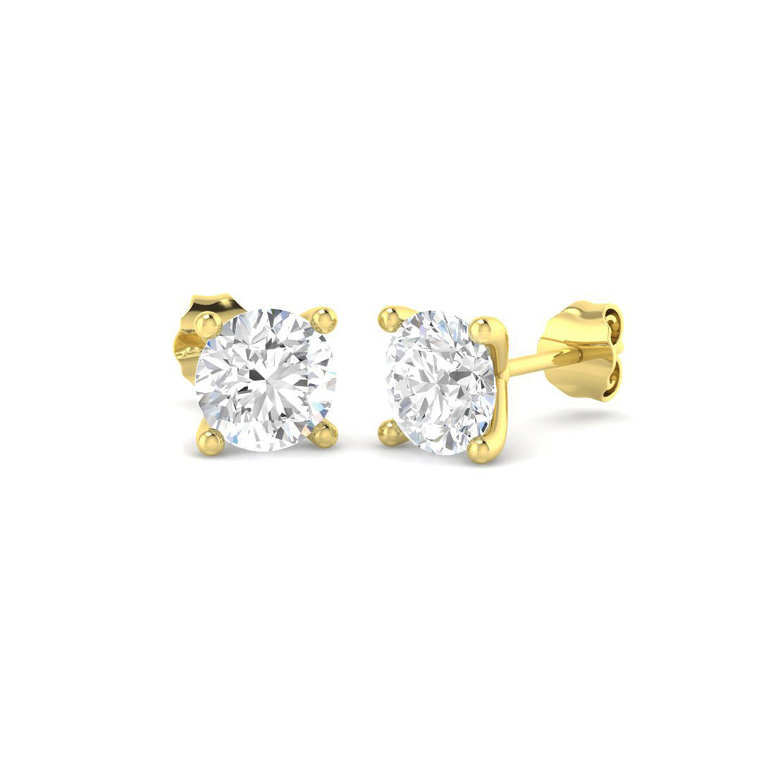 18ct Yellow Gold Round Lab Grown Diamond Earrings 1