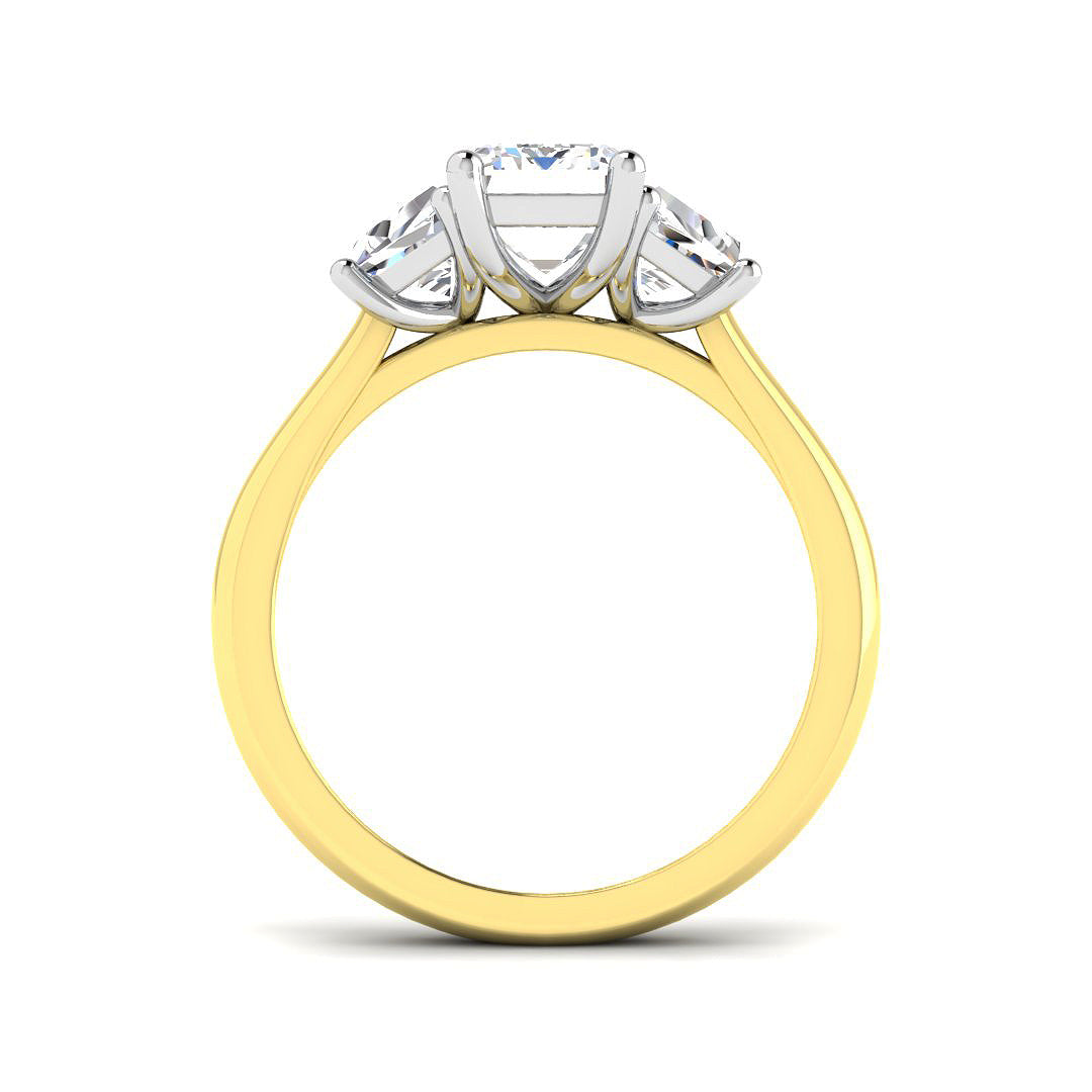 9ct Two Tone Emerald Cut and Trapezoid Lab Grown Diamond Ring 2