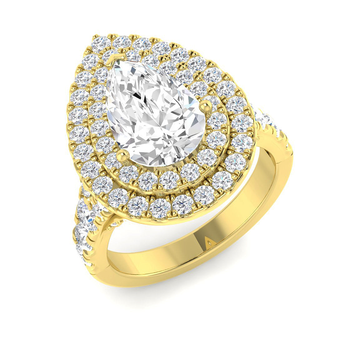 18ct Yellow Gold Pear Lab Grown Diamond Ring 1
