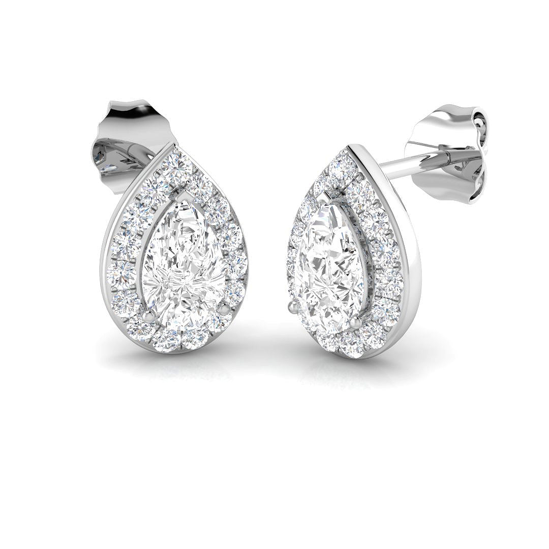 9ct White Gold Pear Lab Grown Diamond Earrings 1