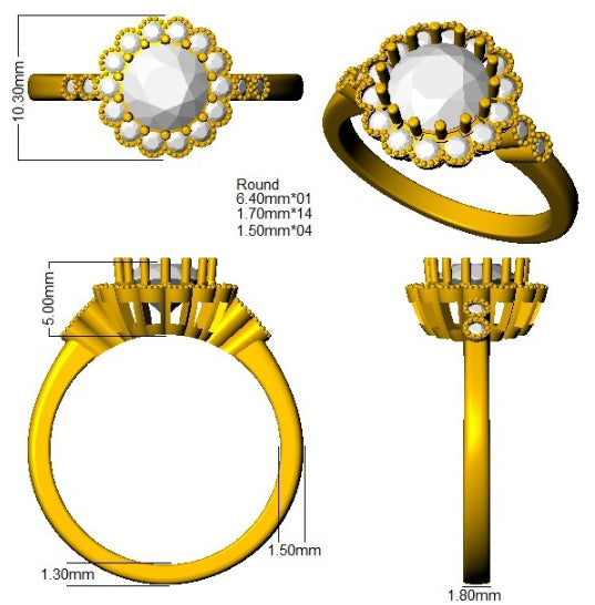 9ct Yellow Gold Round Diamond Ring 3