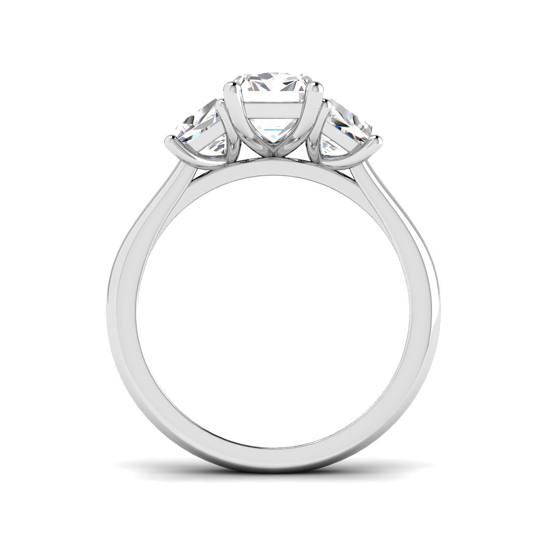 Platinum Emerald Cut and Trapezoid Lab Grown Diamond Ring 2
