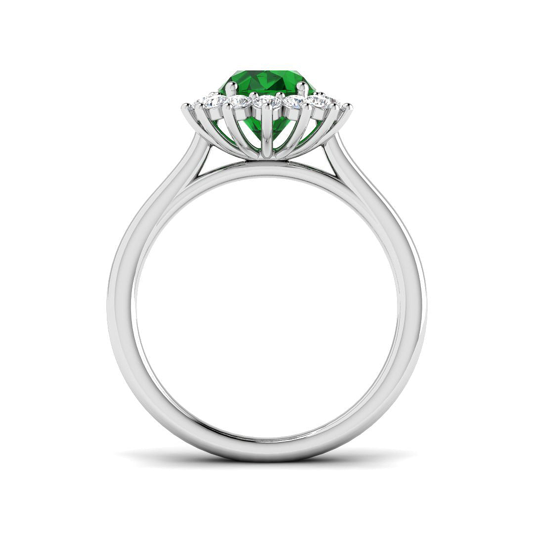 Platinum Oval Emerald and Diamond Ring 2