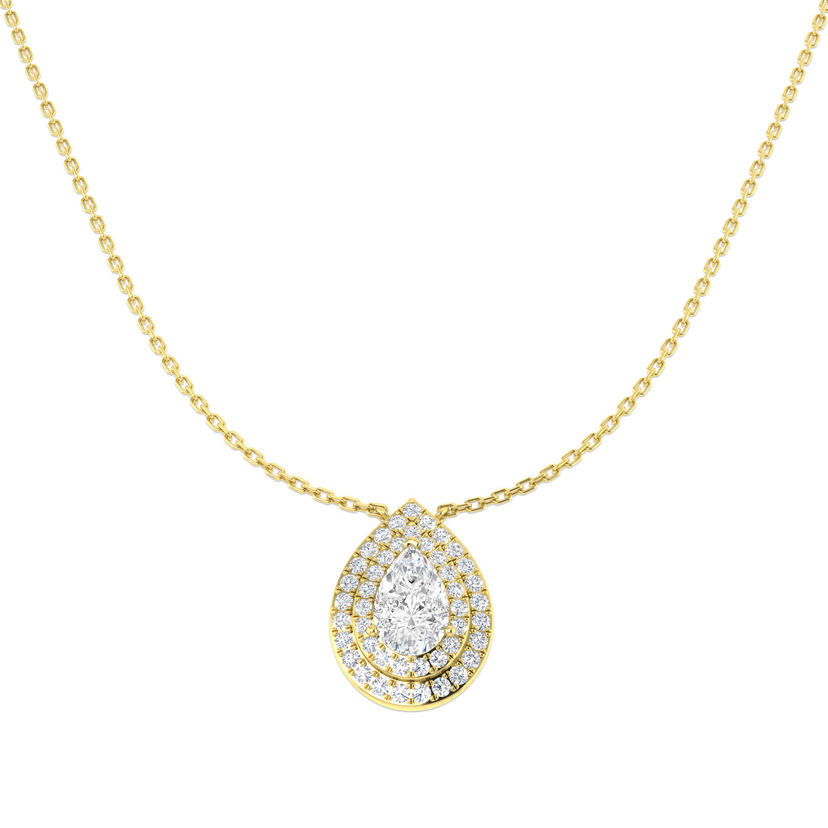 9ct Yellow Gold Pear Lab Grown Diamond Necklace 1