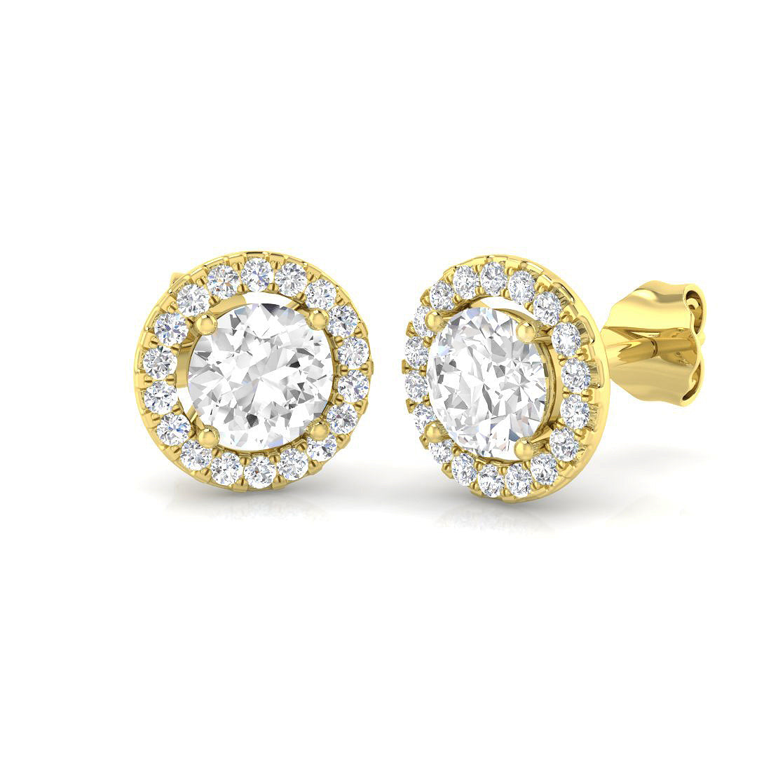 9ct Yellow Gold Round Lab Grown Diamond Earrings 1