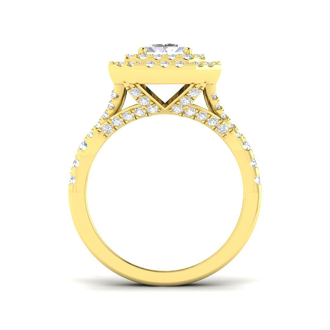 9ct Yellow Gold Emerald Cut Lab Grown Diamond Ring 2