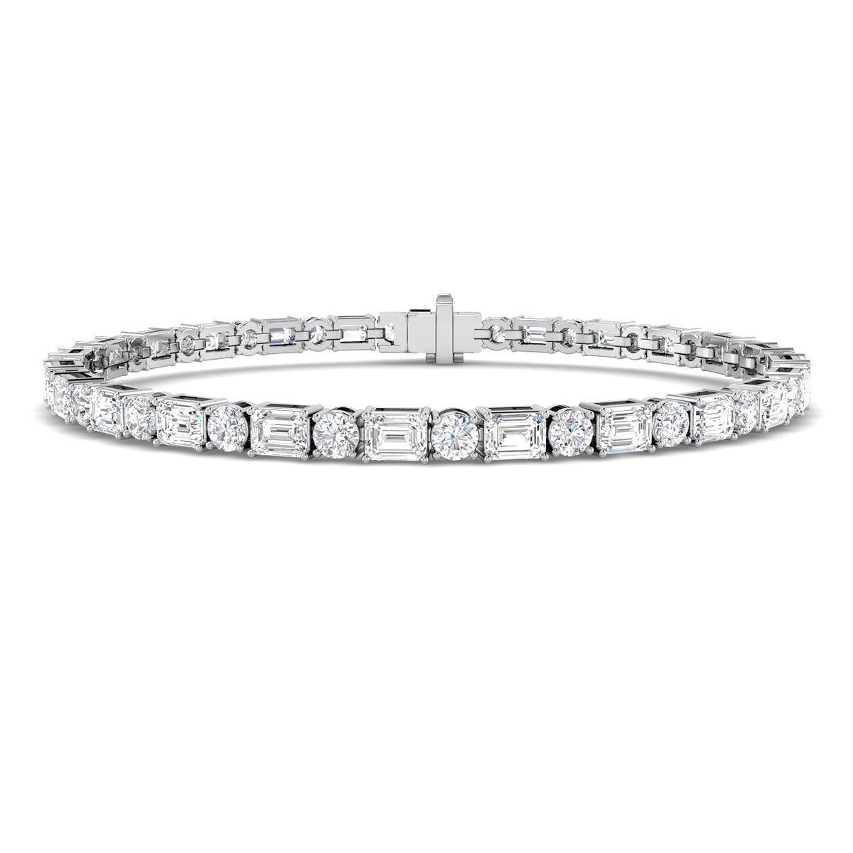 9ct White Gold Emerald Cut Lab Grown Diamond Bracelet 1