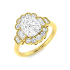 9ct Yellow Gold Cushion and Emerald Cut Cvd Old Cut Ring 1