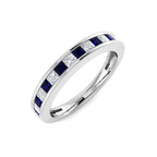 Platinum Princess Blue Sapphire and Diamond Ring 1