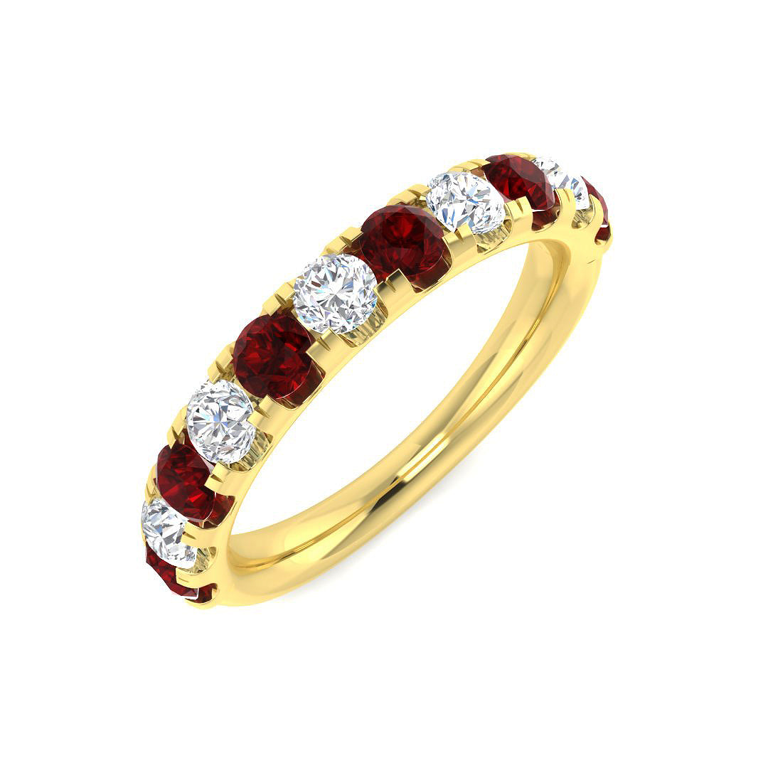 9ct Yellow Gold Round Ruby and Diamond Ring 1
