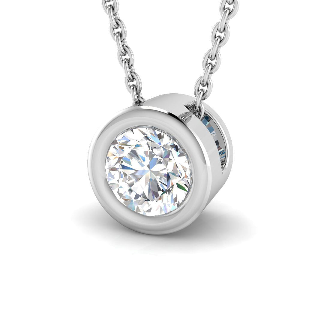 9ct White Gold Round Lab Grown Diamond Pendant 1