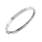 9ct White Gold Round Lab Grown Diamond Bangle 1
