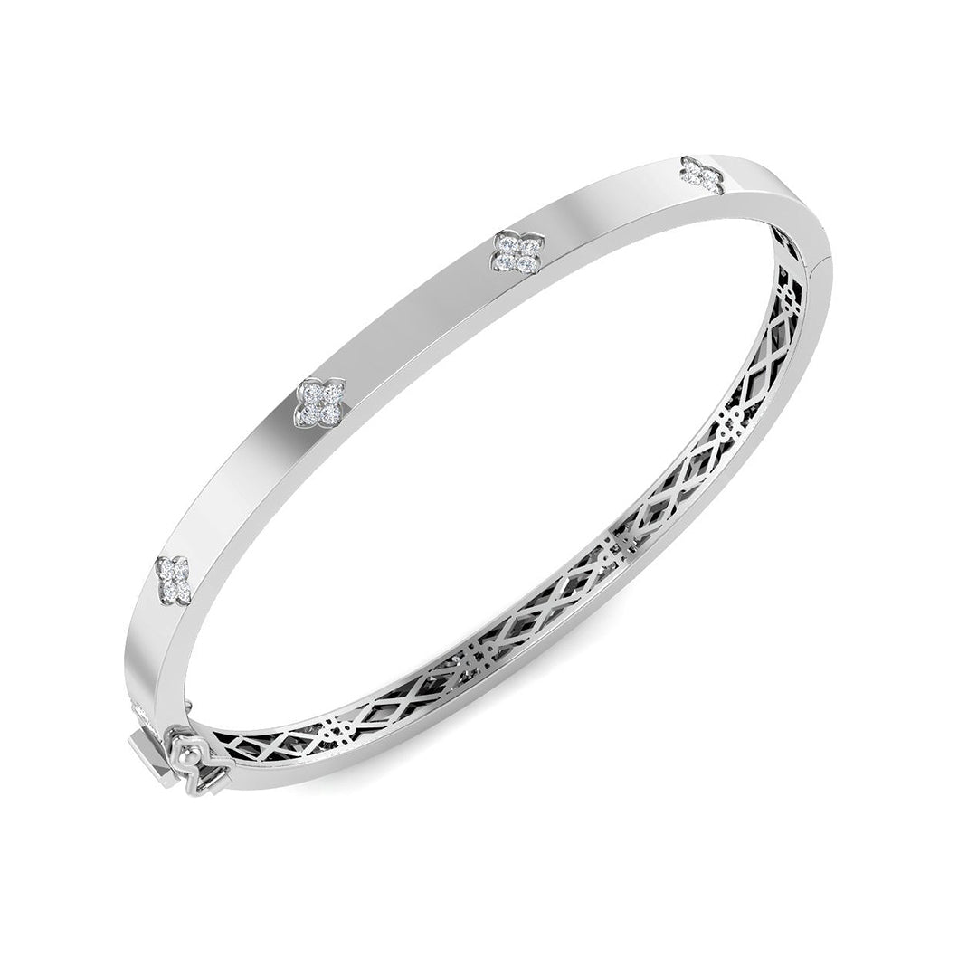 9ct White Gold Round Lab Grown Diamond Bangle 1