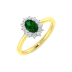 18ct Yellow Gold Oval Emerald and Diamond Ring 1