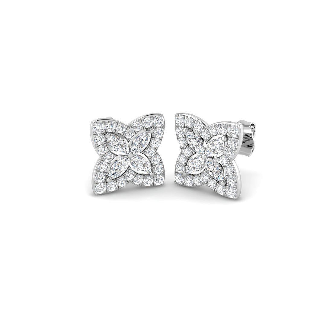 9ct White Gold Marquise Lab Grown Diamond Earrings 1