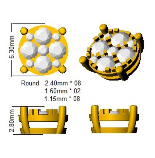 9ct White Gold Round Lab Grown Diamond Earrings 2
