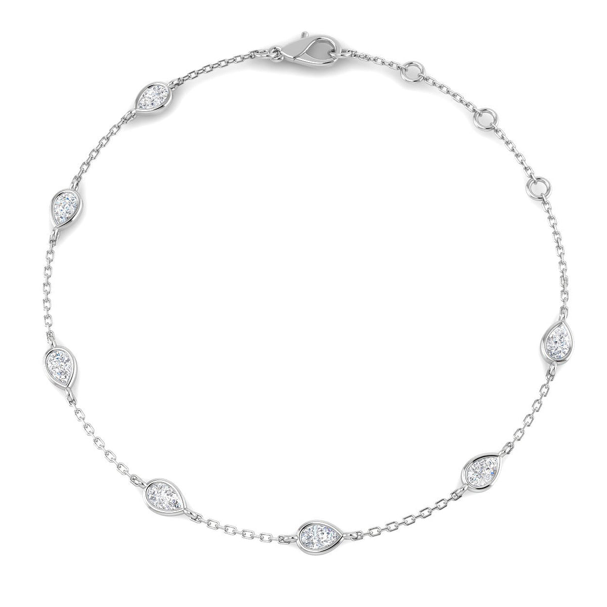 9ct White Gold Pear Lab Grown Diamond Bracelet 1