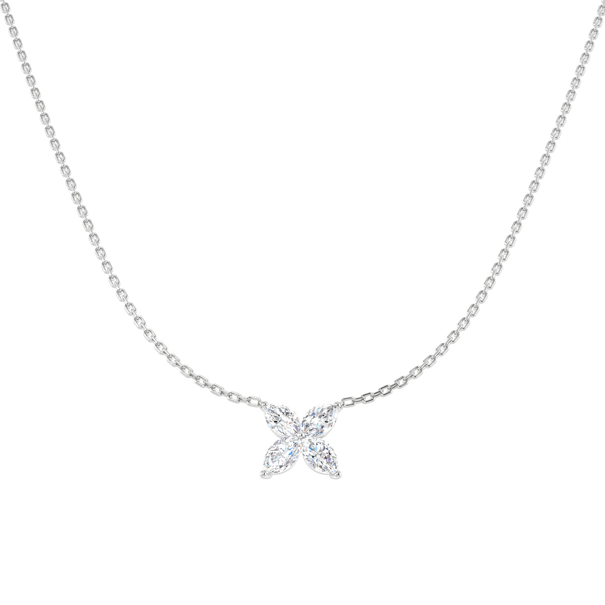 9ct White Gold Marquise Lab Grown Diamond Necklace 1